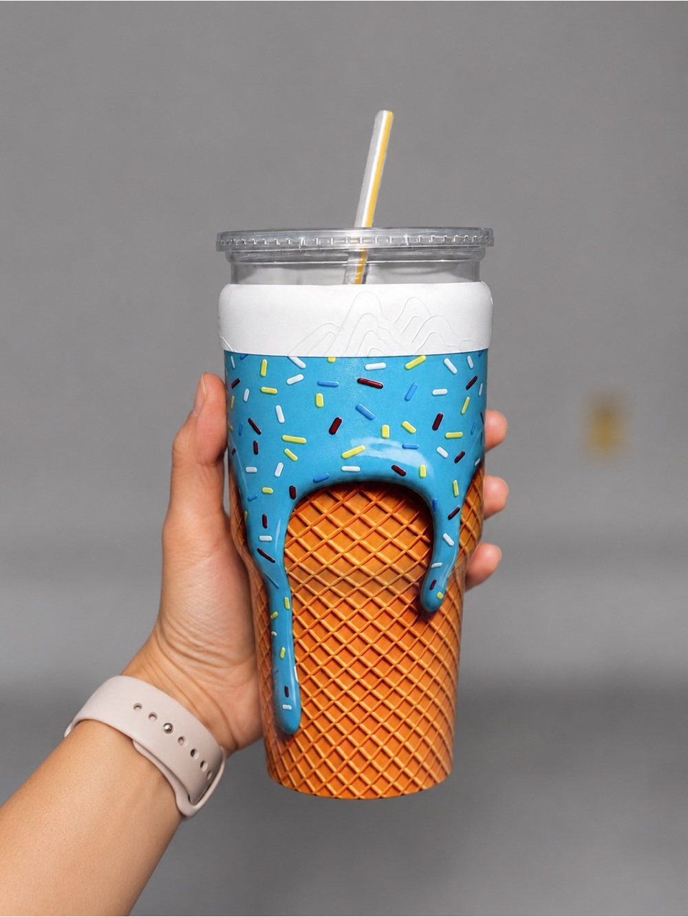 NEW 30oz Blue Ice Cream Drip Confetti 3D Universal Drop-In Tumbler